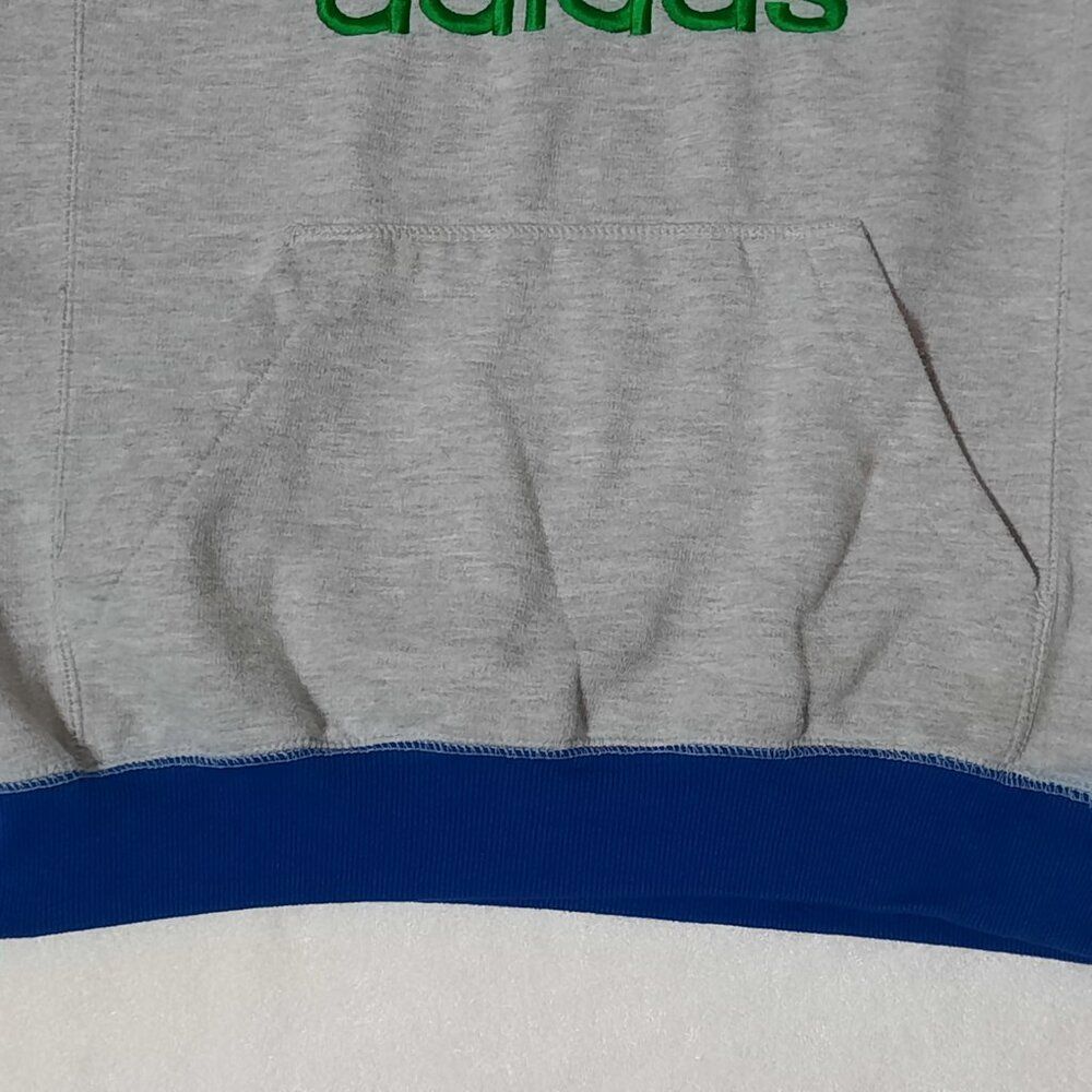 VTG Y2K ADIDAS Color Block Big Center Logo Hoodie Youth Lg Grey Blue Green, 90s - Picture 6 of 11